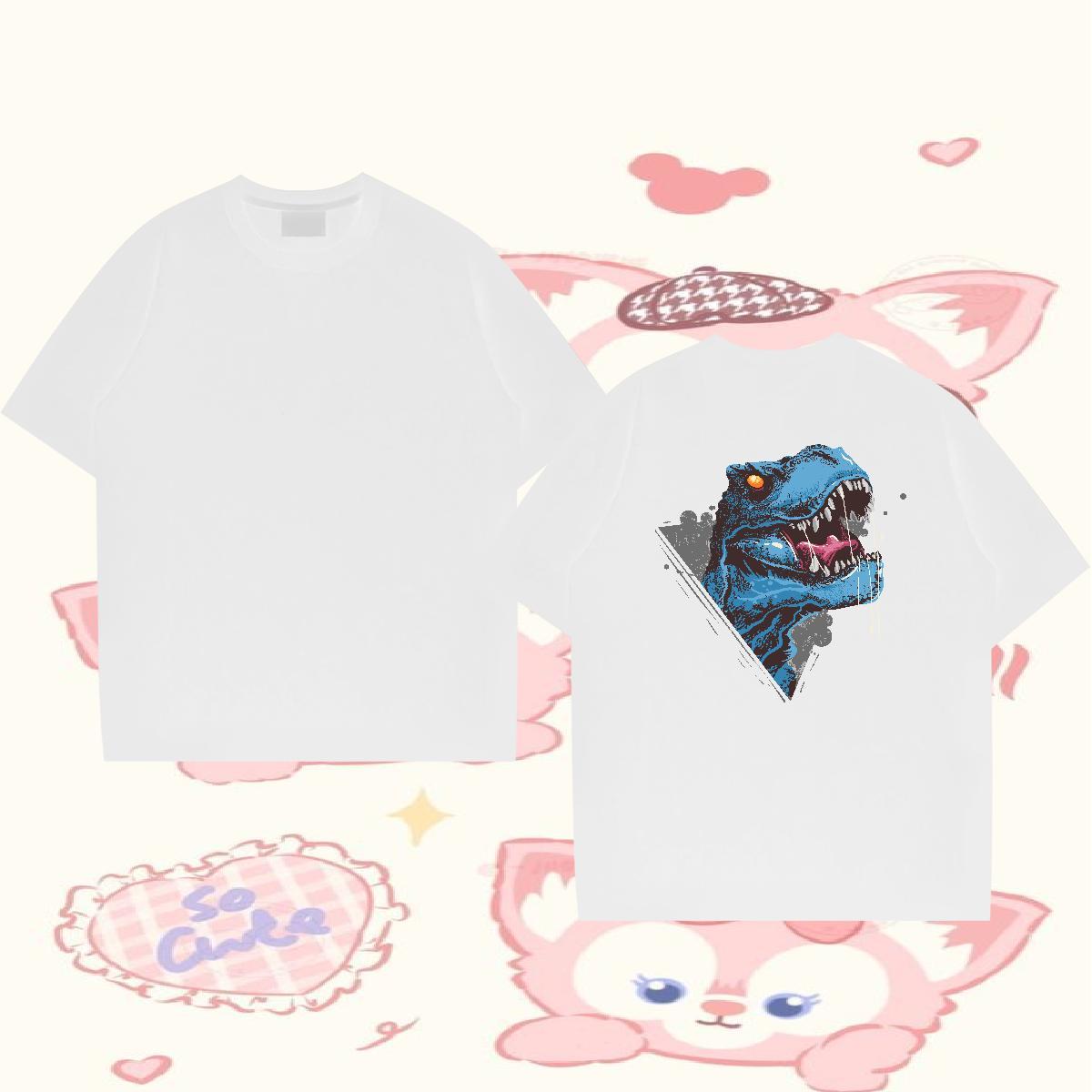 Customized T-Shirts for Men 230g Cotton dinosaur Daily Wear Tops Breathable Soft Designer Men Tees DIY