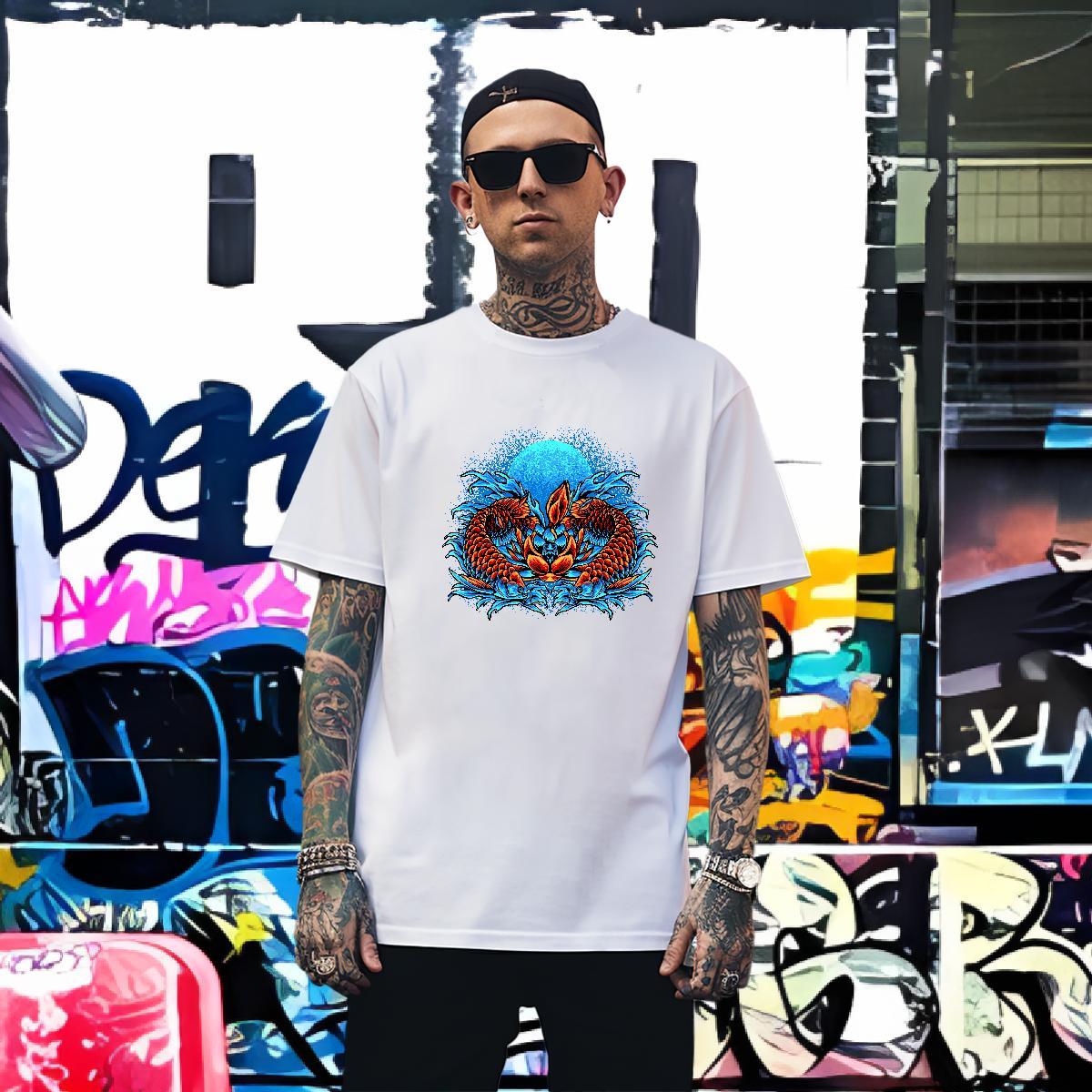 Man T Shirts 230g 100% Cotton High Street Hip Hop Breathable Soft Custom Printing Men Tees Brand Loose Clothings