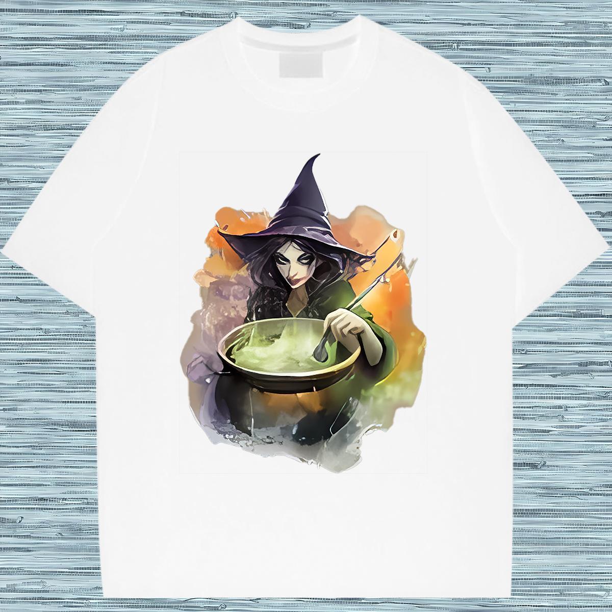 Stylist T-Shirts for Men 230g Cotton witch Daily Outfit Polos Short Sleeve O-Neck Loose Men Tops Tees Graphic