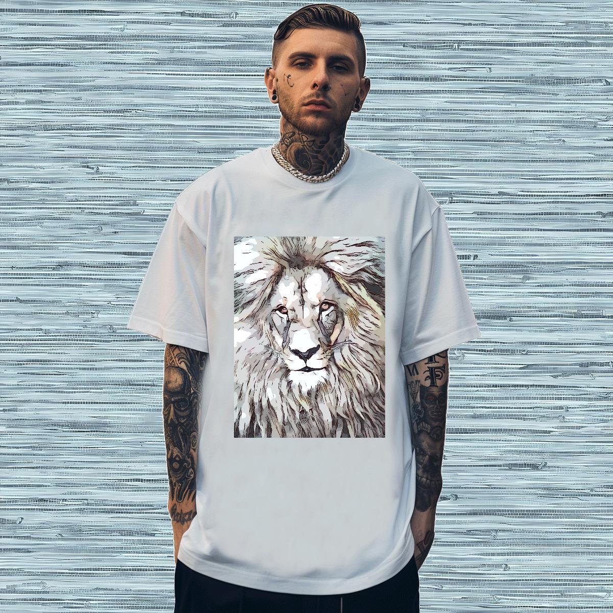 T Shirts Men 230g Cotton lion Hip Hop Breathable Oversized Men Tops Tees Fashion Designer Comfortable Tee Shirt