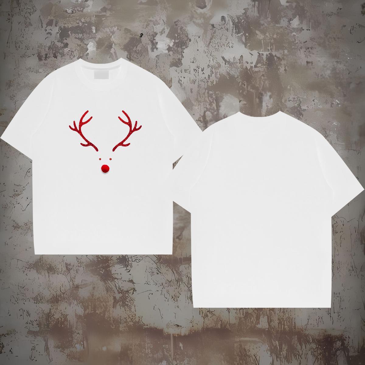 2024 T Shirts Men 100% Cotton 230g Christmas Street Tops Shirt Round Neck Short Sleeve High Quality Tshirt for Man Woman Custom Print Plus Size