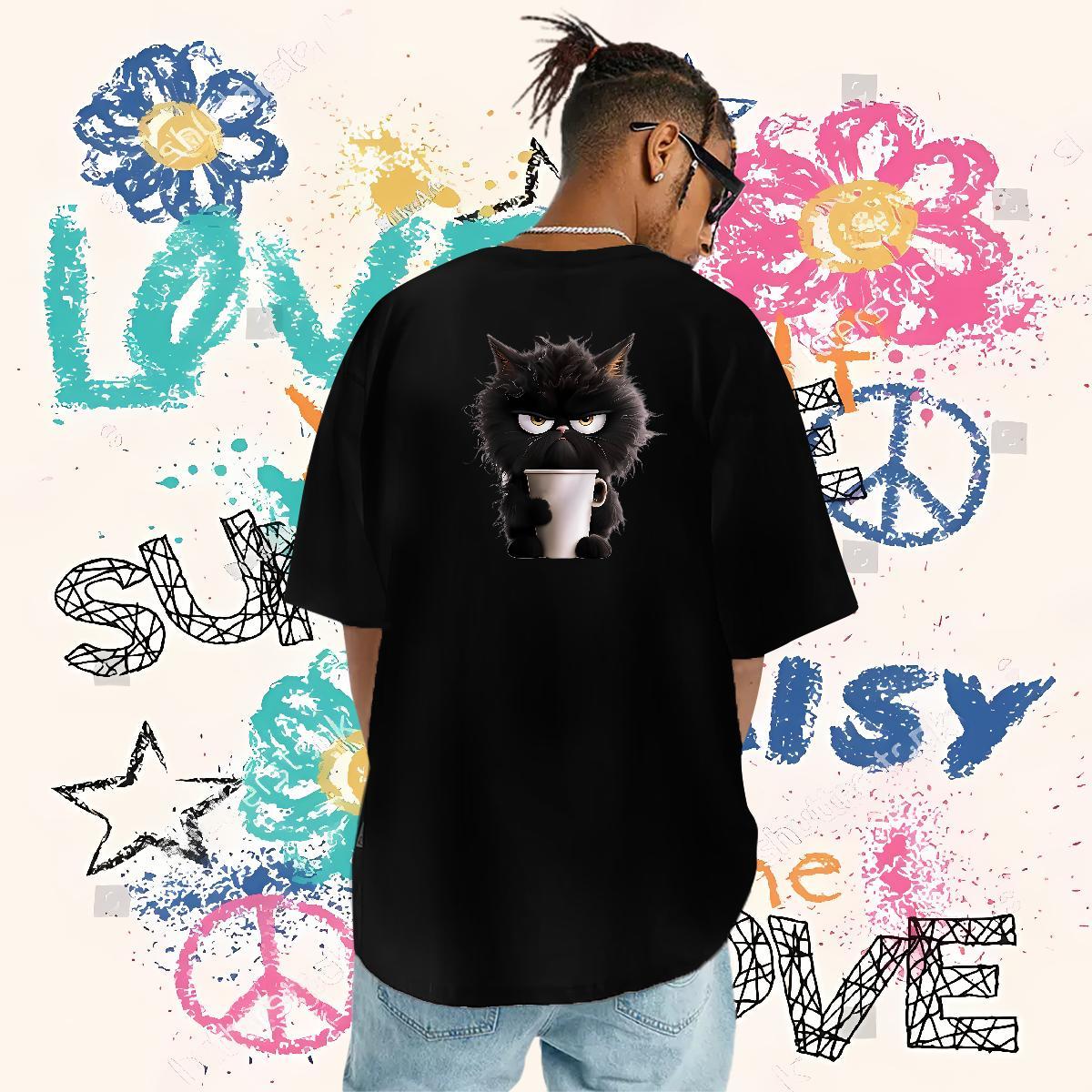 Brand Mens T Shirts 230g Cotton cat Casual Tee Shirt Crew Neck Breathable Free Shipping Men Tees Skull