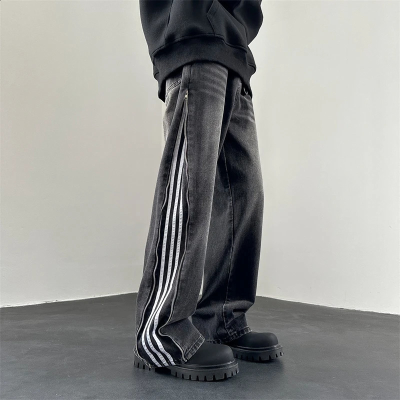 Wide leg jeans loose Trouser American retro rock Korean pop clothing commodity pants mens bag 240806