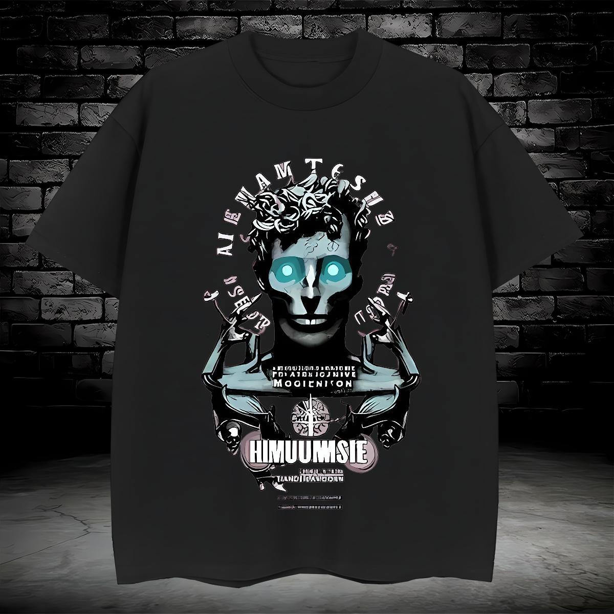 T shirt 230g 100% Cotton portrait Sport Breathable Crew Neck Skull Men Tees Designer TOP Quality Tees Shirts