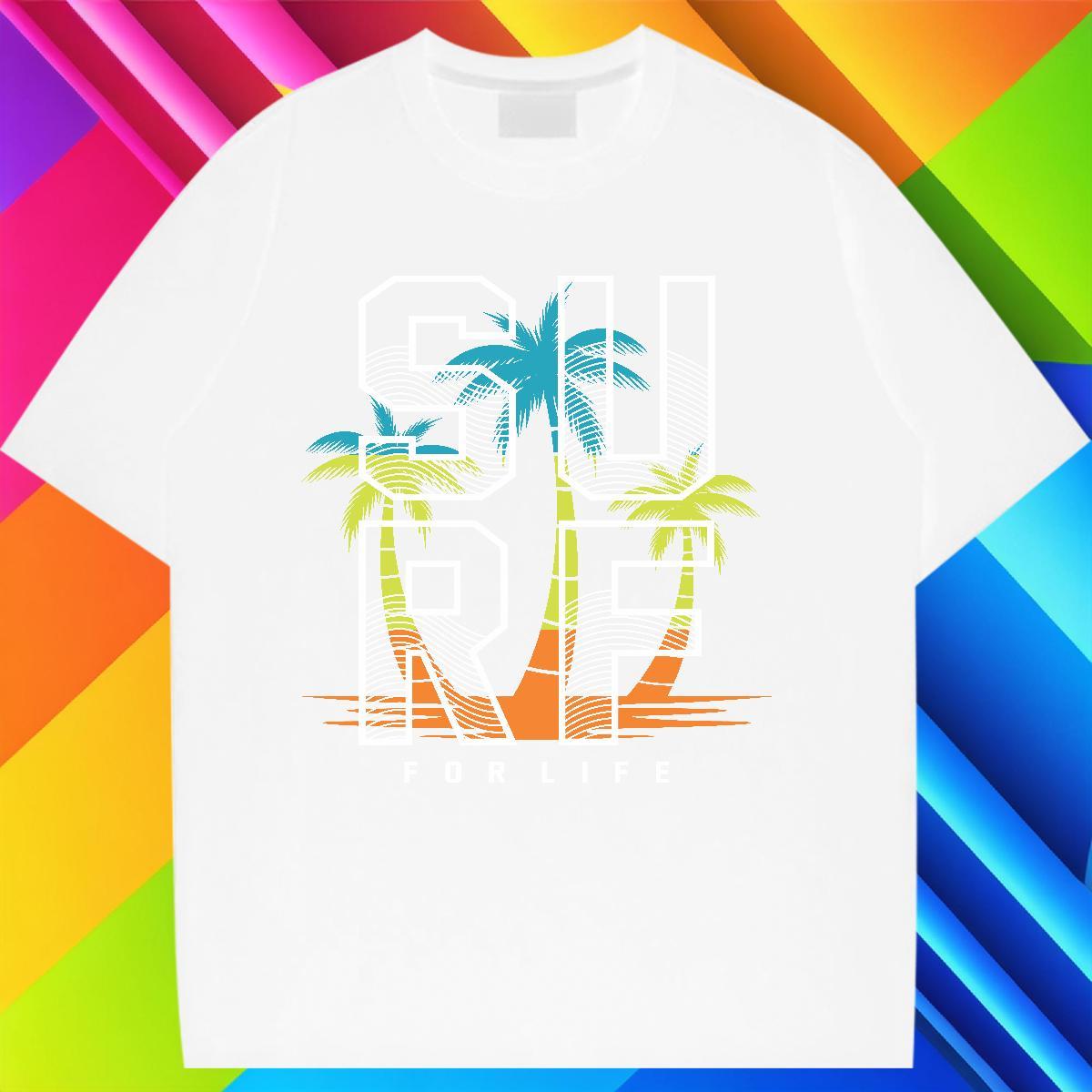 5A Women T Shirts O-Neck Short Sleeve Lady T shirt Cartoon Print tree Spring Summer 230g Pure Cotton Factory Direct Top Shirts