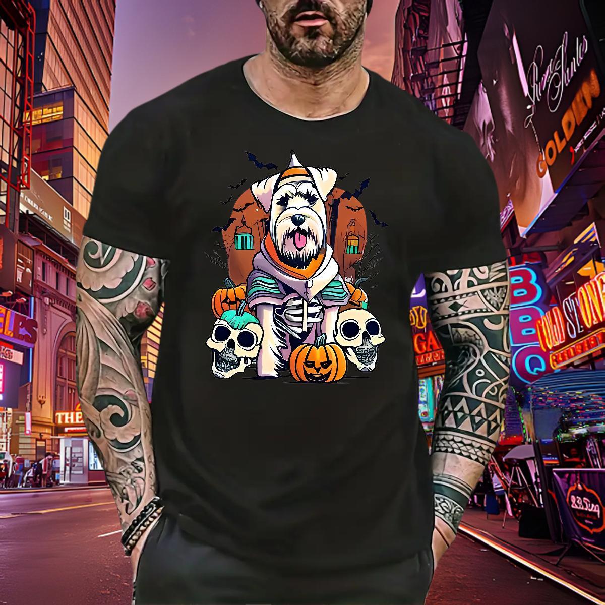 Cool Men Tops Tees 230g Pure Cotton pumpkin T-Shirts for Men Beach Short Sleeve Soft Skull Fashion Wear