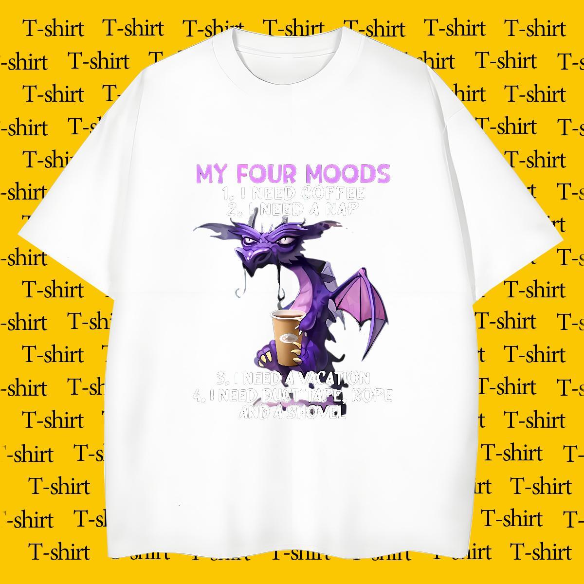 Wholesale T-Shirts 230g Pure Cotton dinosaur Daily Wear Top Tees O Neck Short Sleeves Comfortable Tshirts DIY