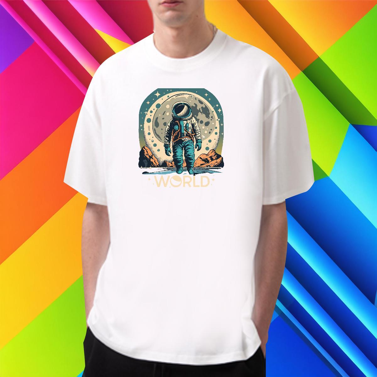 Popular Couples T Shirts 230g 100% Cotton High Street Hip Hop spaceman Custom Print Plus Size Crew Neck Breathable Brand T Shirts Men Polos