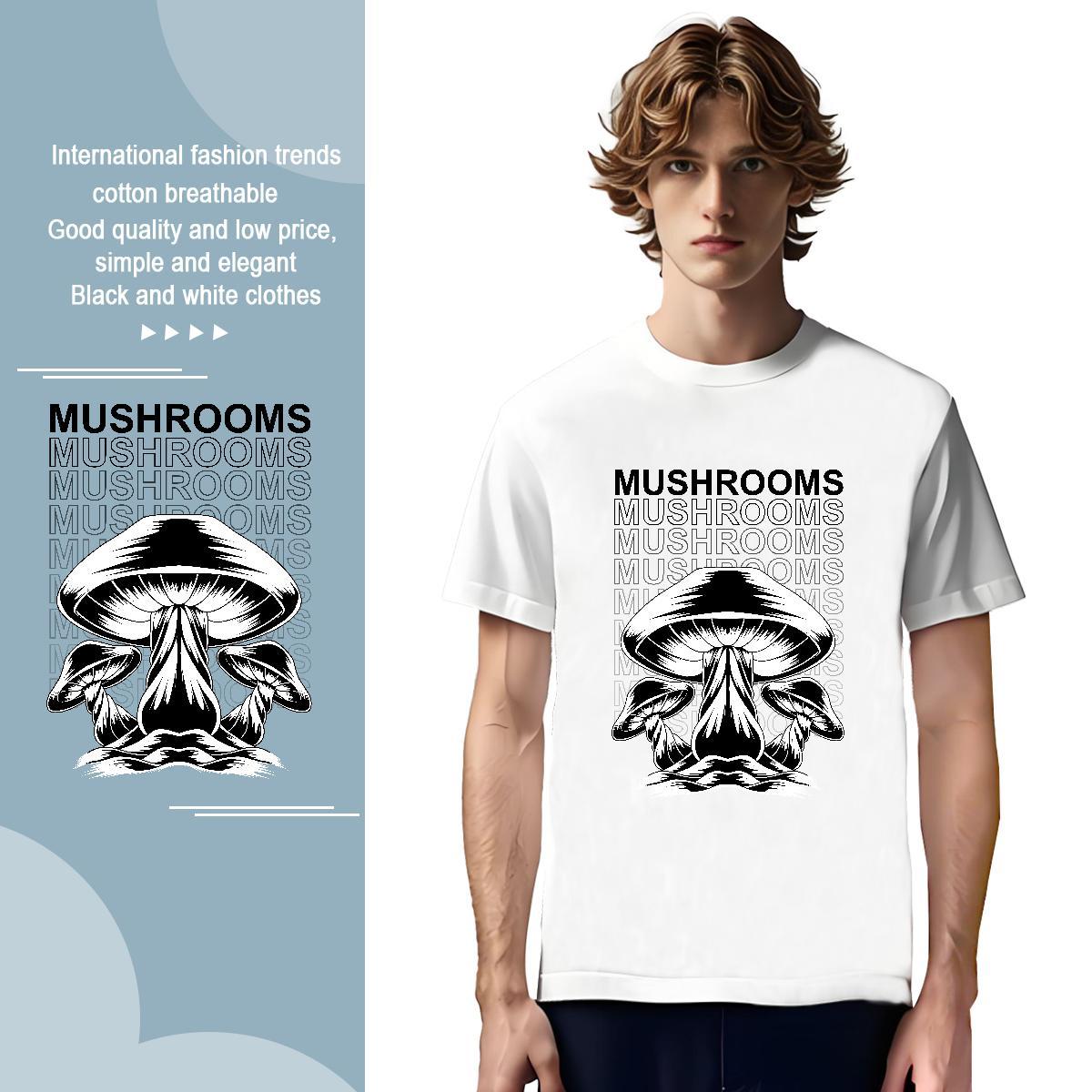 Mens T Shirts 230g Cotton mushroom Spring Summer O Neck Short Sleeves Asian Size Tshirts Stylist Wholesale Tops