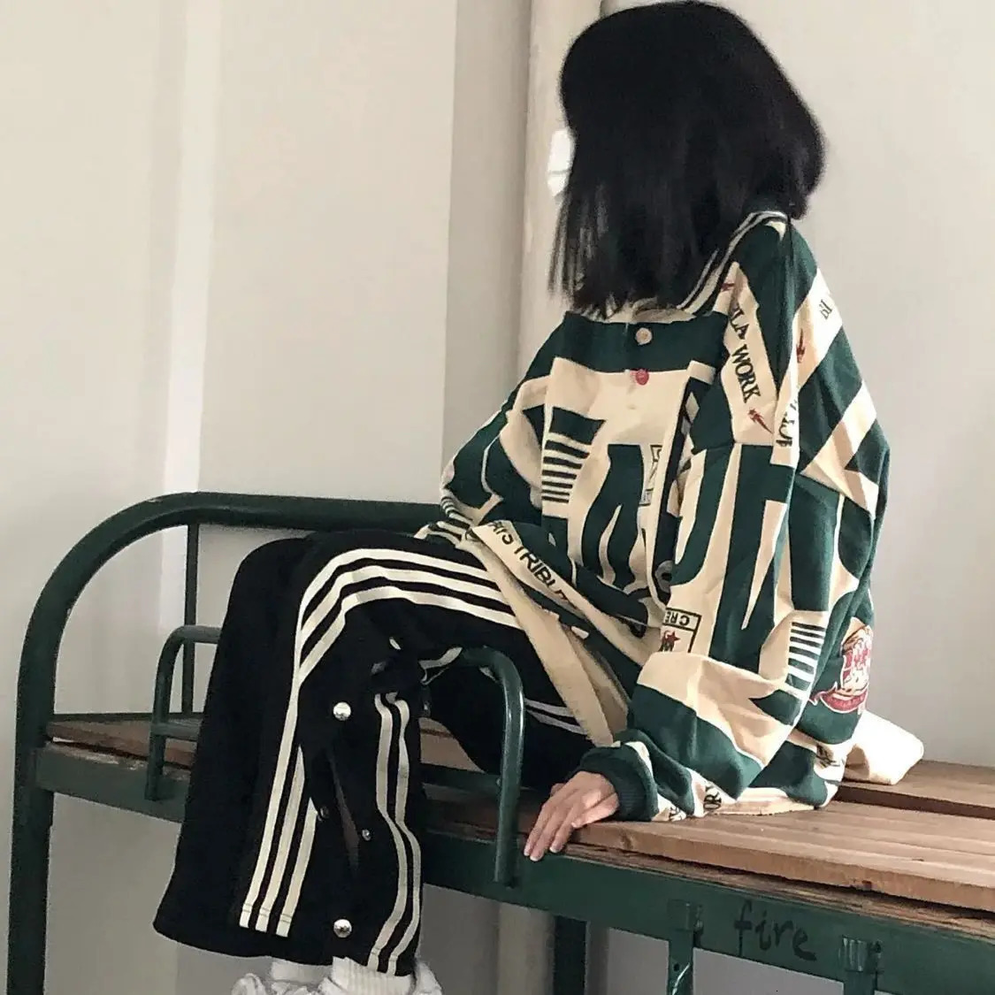 Spring and Autumn Suit for Female Students Korean Style Loose POLO Shirt Thin Printed Sweatshirt women clothing y2k tops emo 240806