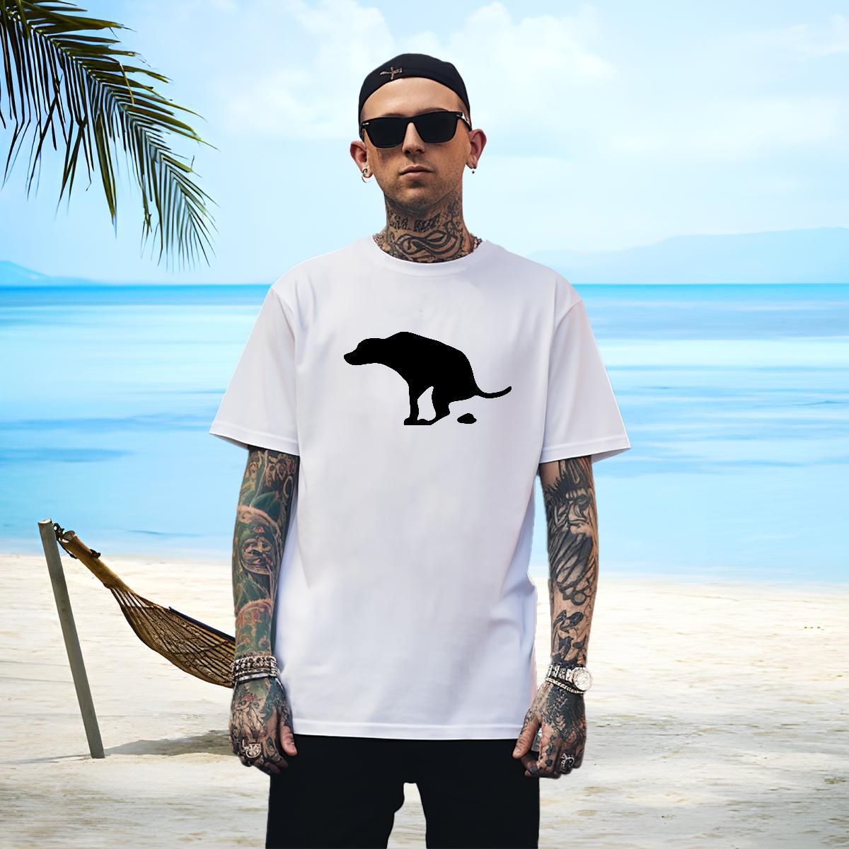 Brand Men Clothes T-Shirt 230g Cotton Dog Men T Shirts Hip Hop Short Sleeve Soft Black White New Tops
