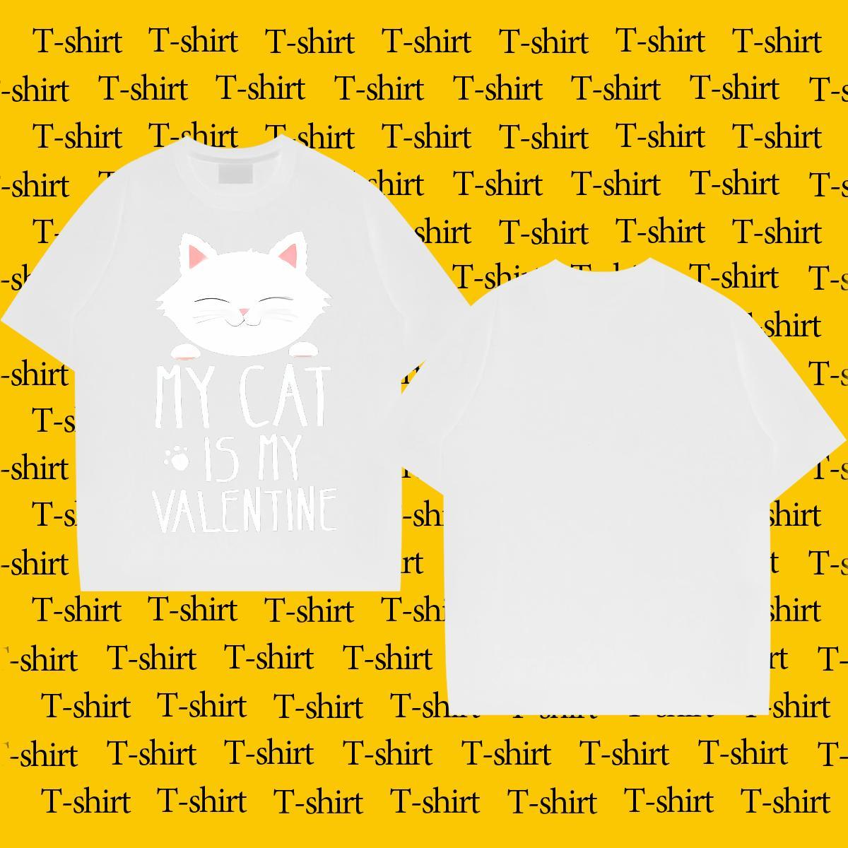 New T-Shirts for Men 230g 100% Cotton cat Street Wear Pure Cotton Cool Design Men Clothes T-Shirt Floral Print