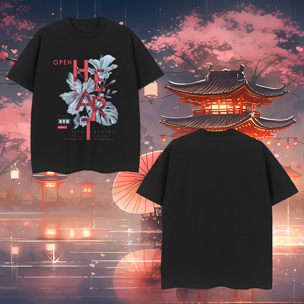 T-Shirts for Men 230g 100% Cotton tree Outdoor Breathable Crew Neck DIY Logo Oversized Men Tops Tees Custom Comfortable Tee Shirt