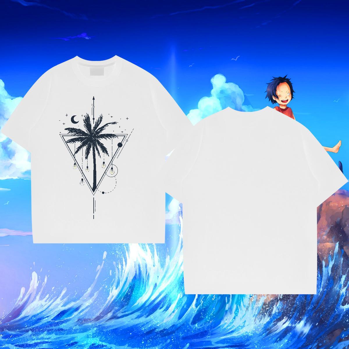 2024 DIY T-Shirts 100% Cotton 230g tree Sport Tees Round Neck Short Sleeve Loose Fit Couples T Shirts Anime