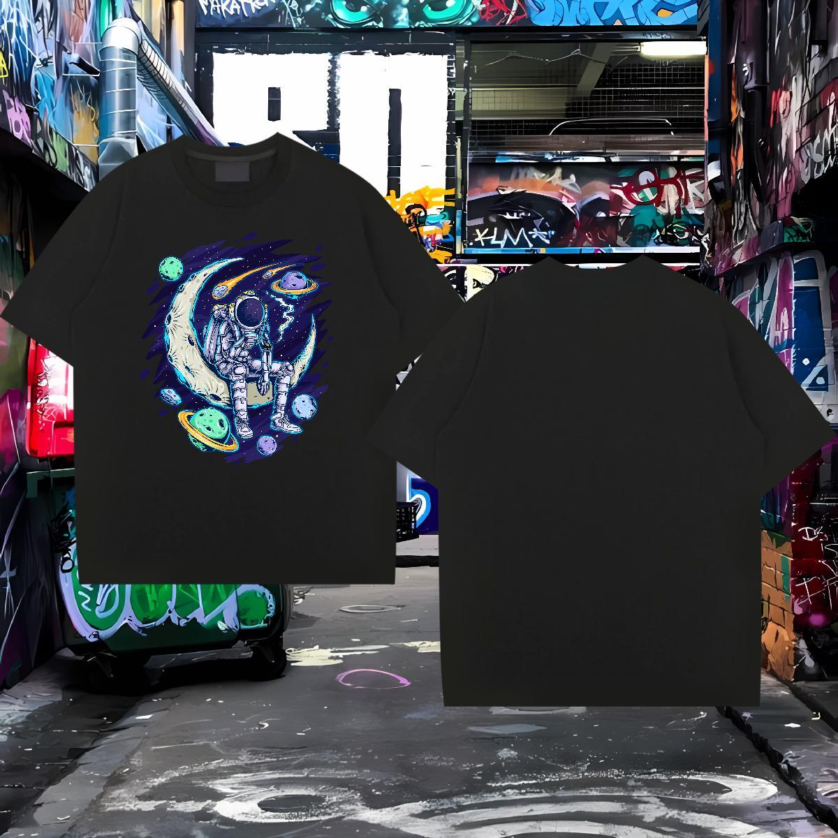 T-Shirts for Men 230g Cotton universe Street Breathable Short Sleeve Oversized 4XL Tshirt for Man Woman DIY Customized Soft Tops Tees