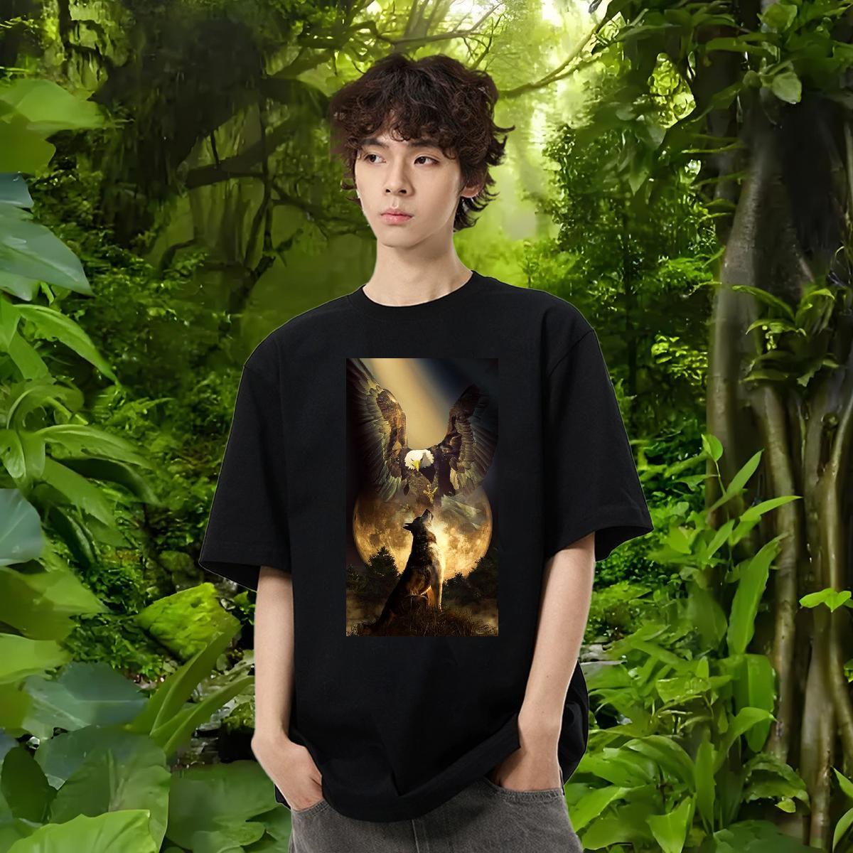 Customized T-Shirts for Men 230g Pure Cotton eagle Hip Hop Clothings Breathable Short Sleeve Unisex Men Tshirts Oversized 3XL 4XL