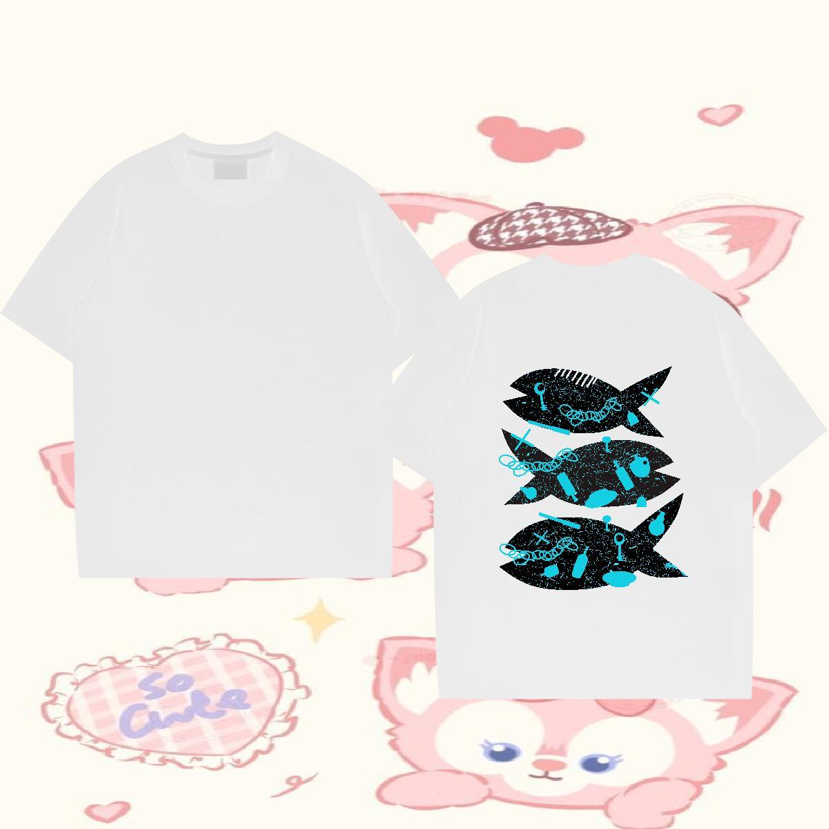 New Arrival T-Shirts for Men 100% Cotton 230g fish Beach Tshirts O-Neck Short Sleeve Designer Mens Tshirts Customized