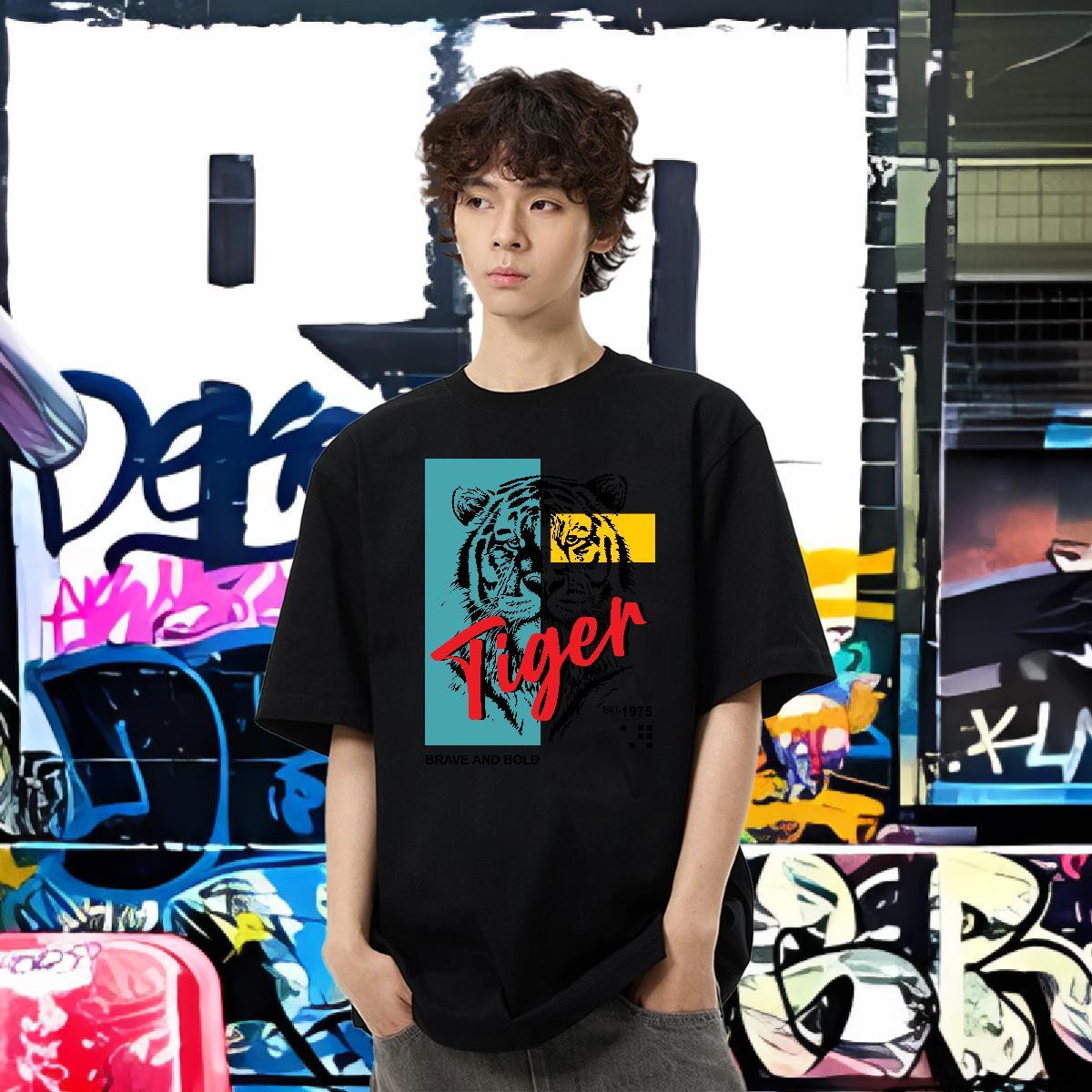 Custom T-Shirts 230g Cotton Hip Hop Street Tshirts Breathable Soft Brand Men Tshirts Anime Print