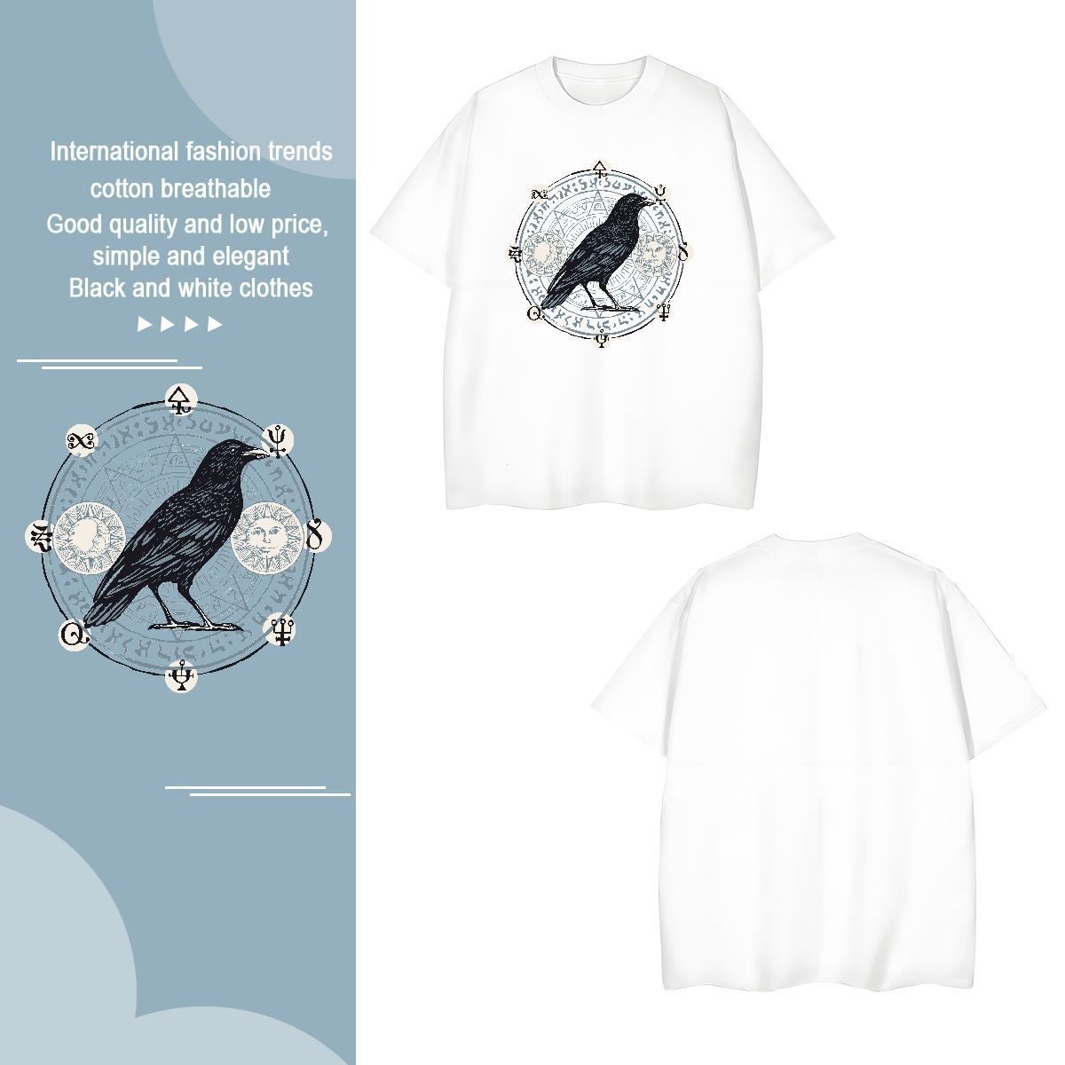 Wholesale Men Tees 100% Cotton 230g bird Man T Shirts Spring Summer Pure Cotton Black White Customized Wear