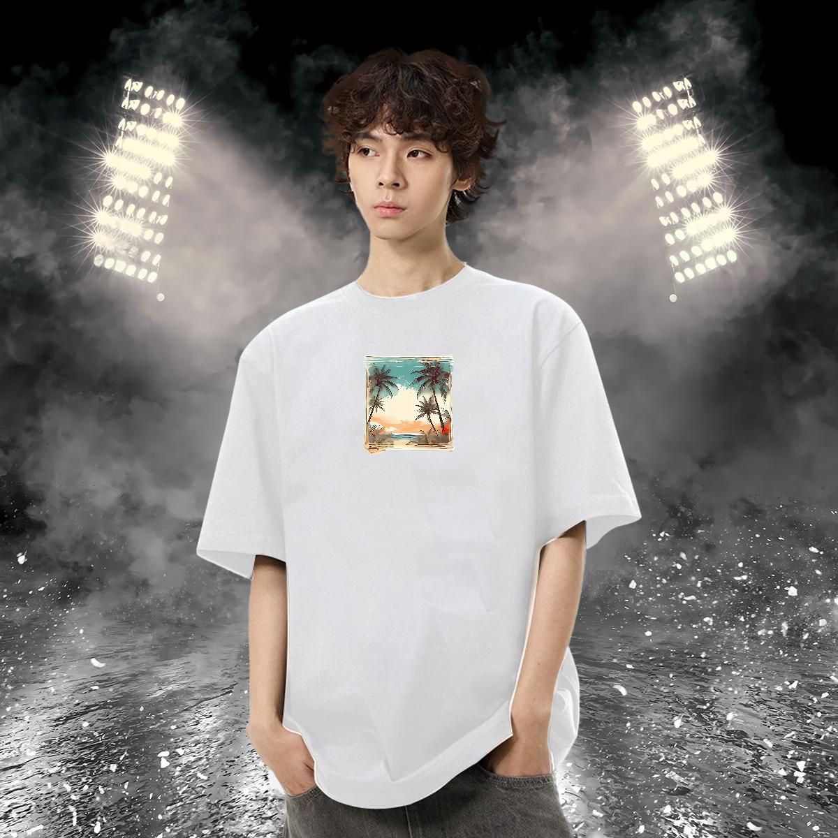 Classic Casual Men T Shirts 230g Cotton sea Hip Hop Tops Tees Crew Neck TOP Quality Tshirts Custom Anime