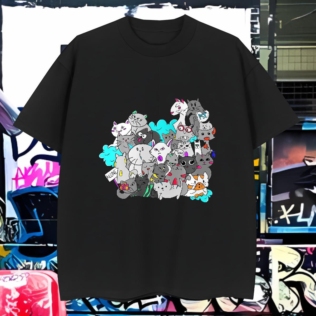 Designer Mens T Shirts 230g Cotton cat Street Tops Breathable Crew Neck Cool Design Men Clothes T-Shirt Custom Printed