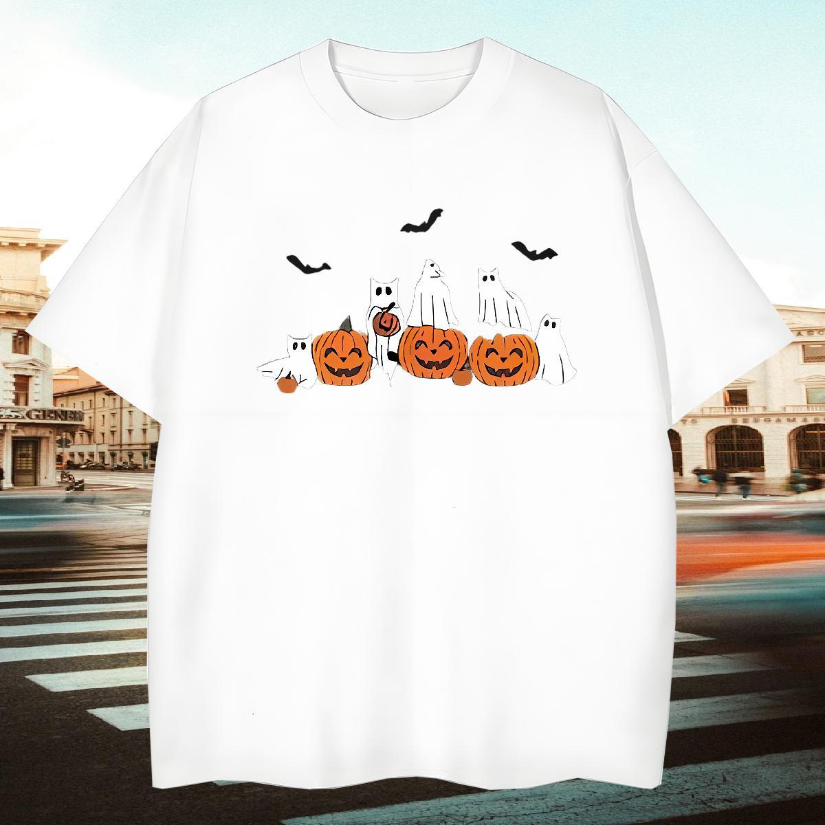 Fashion T-Shirts 230g Pure Cotton pumpkin Beach Tees Shirts Crew Neck Breathable Free Shipping Men Tshirts Asian Size
