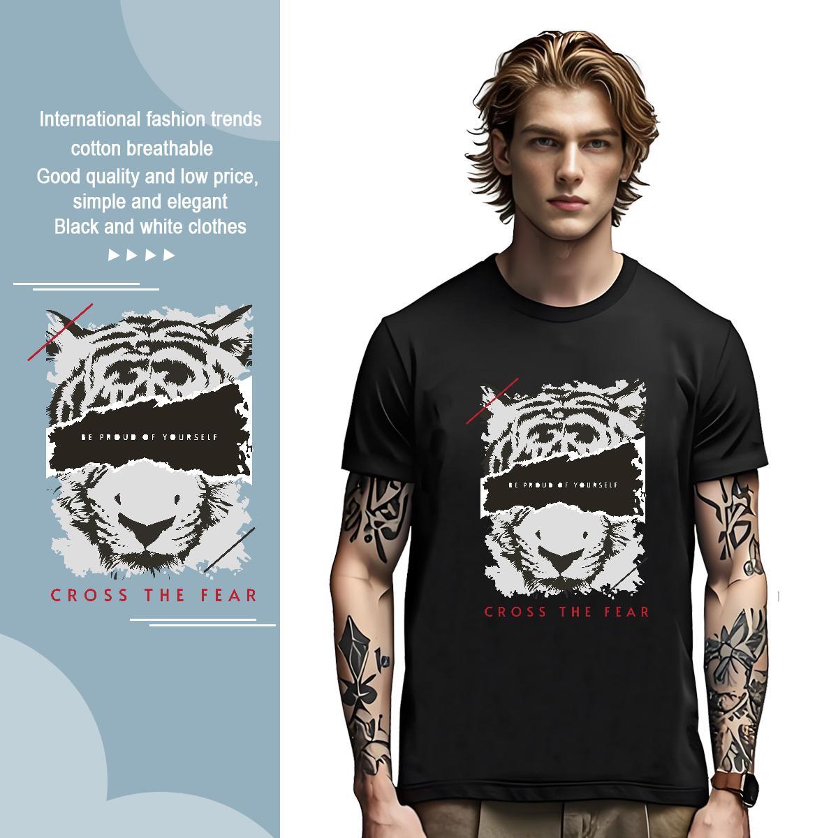 T shirt 230g 100% Cotton Street wear Hip Hop Breathable Short Sleeve DIY Printed Men Tees 2024 New Cool Design Top Tees