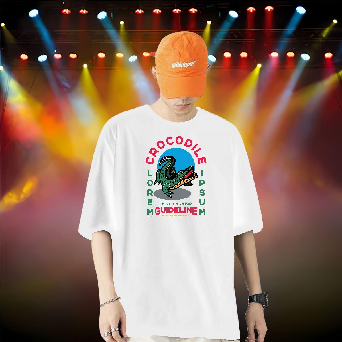 Stylist T shirt 230g 100% Cotton crocodile Sports Casual Clothes Breathable Short Sleeve Wholesale Men Tshirts Black White