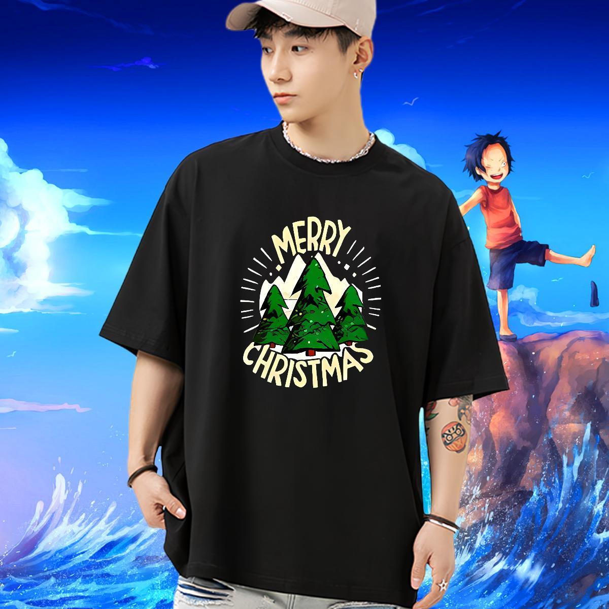Designer Fashion T Shirts Men 230g Cotton tree Street wear Hip Hop Tees Shirts Breathable Crew Neck Loose Men Tops Tees Custom Anime