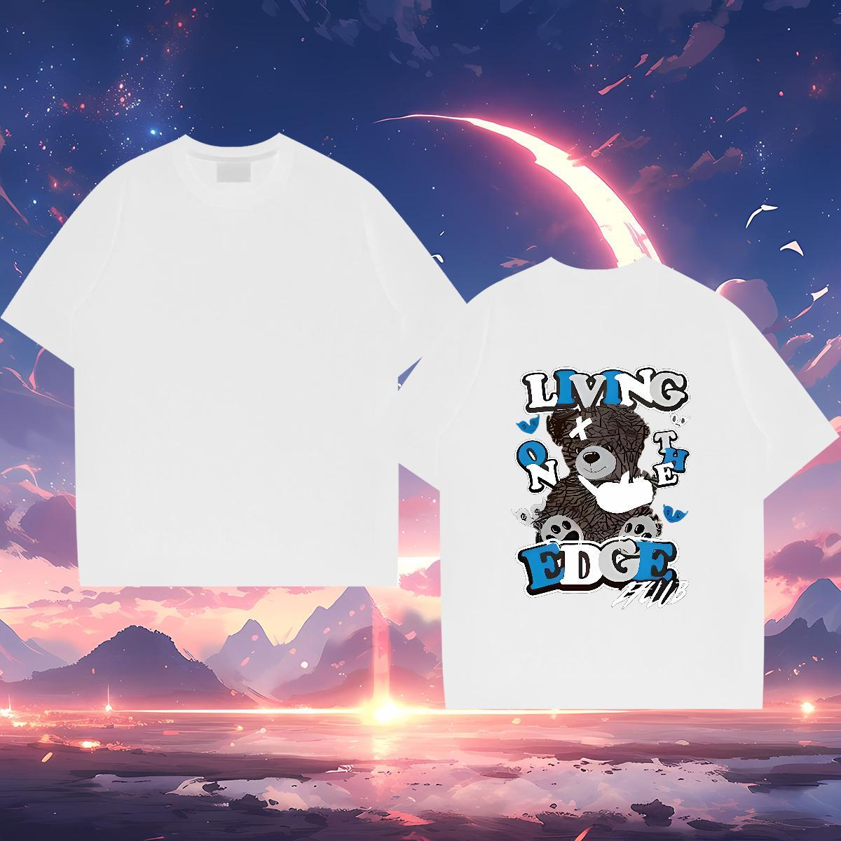 DIY Man T Shirts 230g Pure Cotton bear Street Casual Polos Crew Neck Wholesale Men Tops Tees Custom Print Oversized