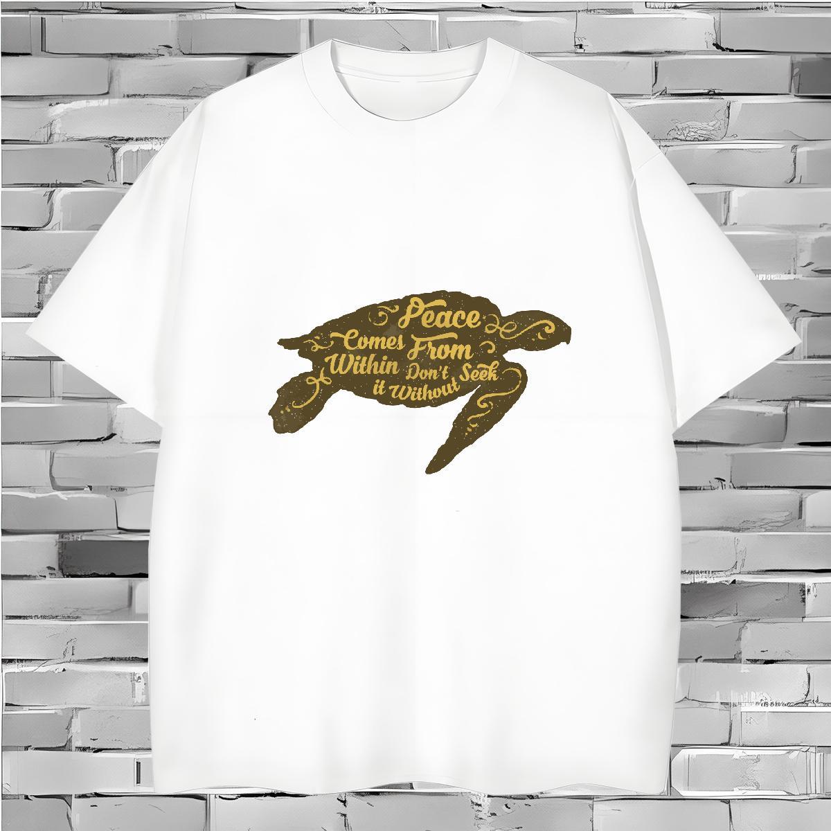 T-Shirts 230g Pure Cotton tortoise Beach Breathable Crew Neck Anime Men Tshirts Classic Casual Brand Tees Shirts