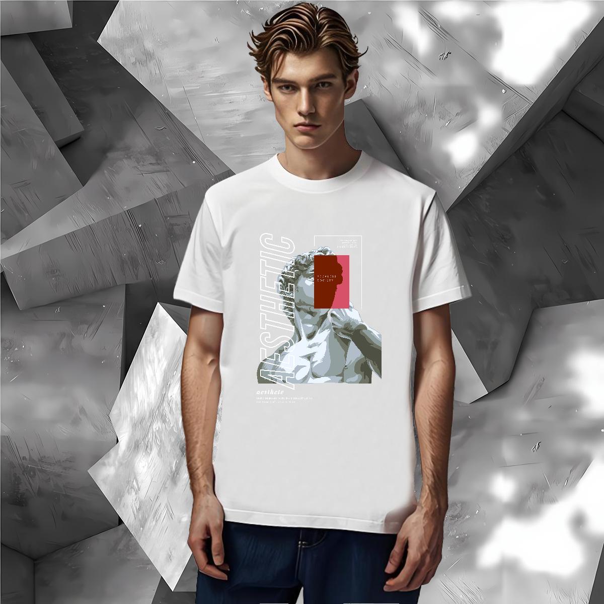 DIY Customized Men T Shirts 230g 100% Cotton Statue of David Casual Daily Wear Tops Shirt Breathable Short Sleeve Brand Tshirts Custom Print Oversized