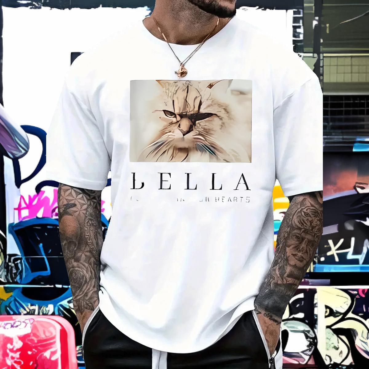 Designer Fashion T Shirt For Man 100% Cotton 230g cat Anime Printing Street Tshirts Short Sleeve O-Neck Loose Fit Mens Tshirts Asian Size