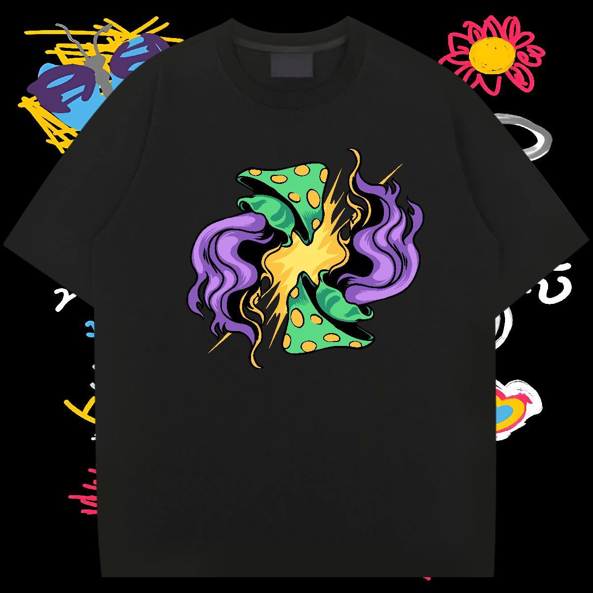 2024 New T-Shirts 230g 100% Cotton mushroom Beach Tshirts Short Sleeve Soft Loose Fit Tshirt for Man Woman Oversized 4XL