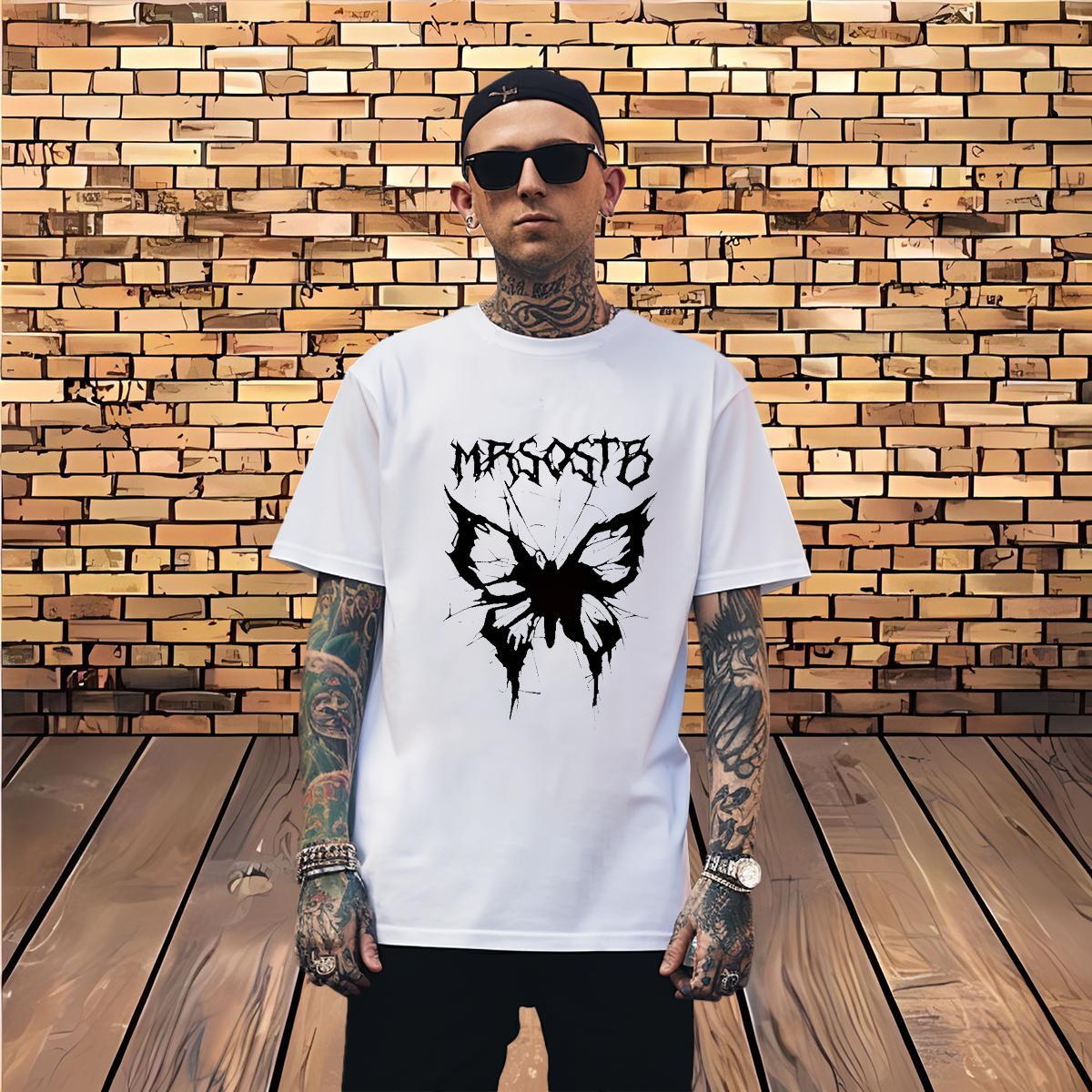 T Shirts Men 100% Cotton 230g Butterfly Daily Wear Breathable Crew Neck Custom Big Size Tshirts Designer Fashion Free Shipping Clothes