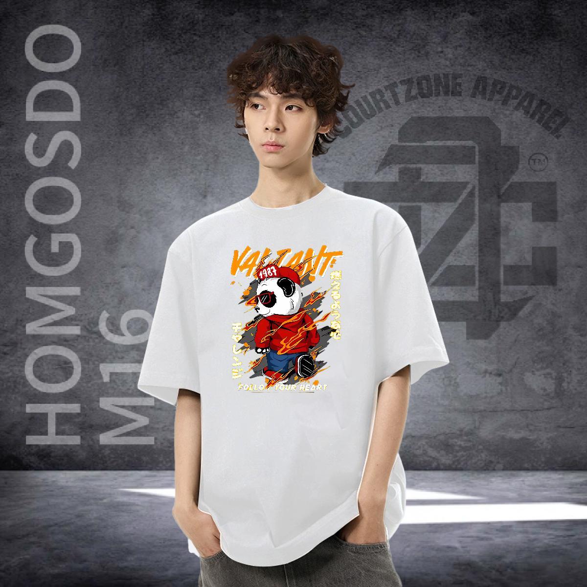 Free Shipping Mens T Shirts 100% Cotton 230g panda Hip Hop Street Tops Shirt O Neck Short Sleeves Brand Men Tees Custom Printing