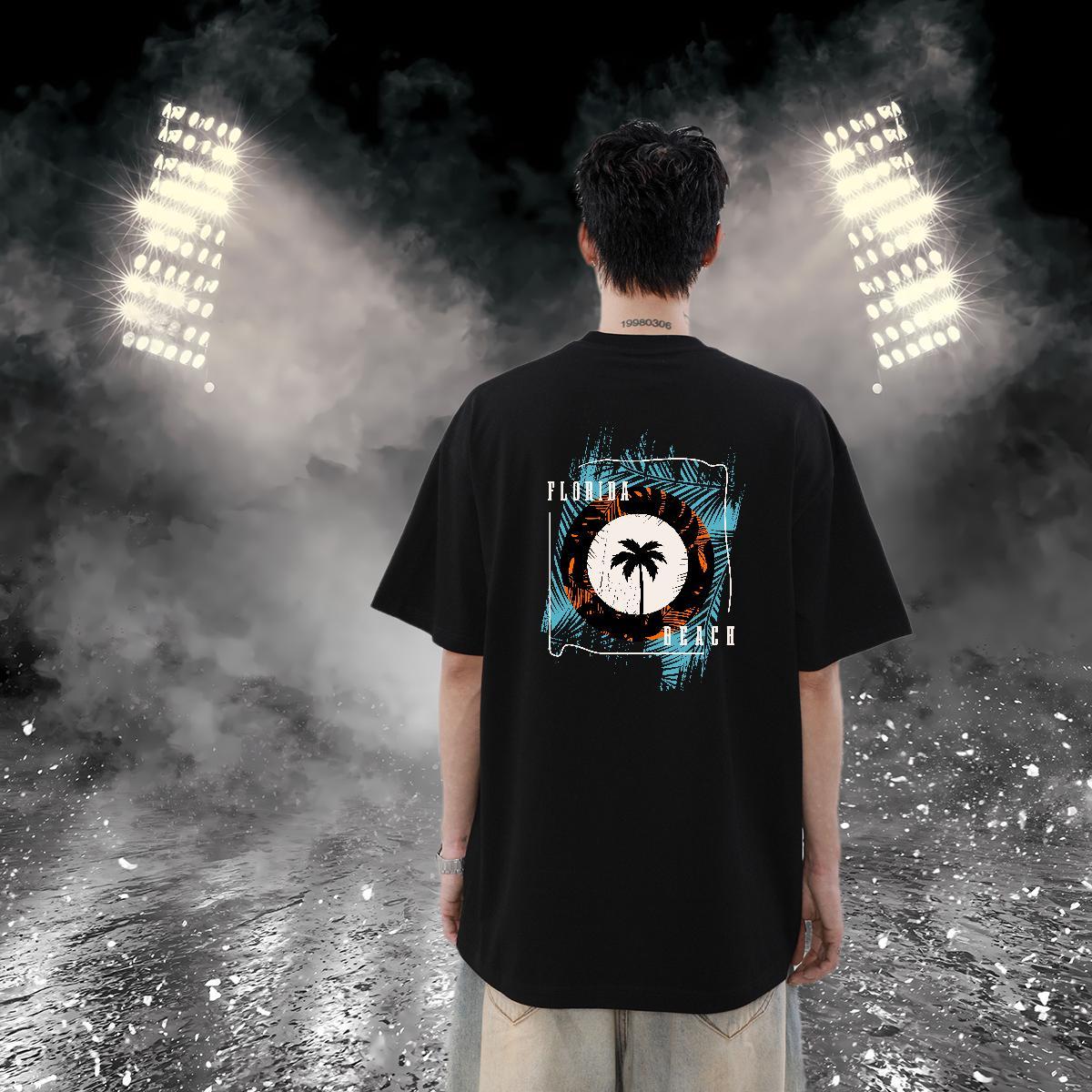 Fashion T-Shirts 230g Cotton tree Street wear Hip Hop Tops Breathable Crew Neck Soft Men Tshirts Custom Print Plus Size