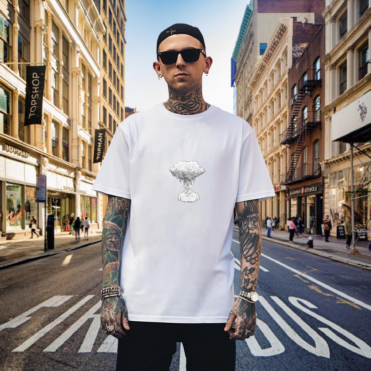 T Shirts Men 230g Cotton painting Spring Summer Crew Neck Breathable Black Oversized Tshirts Factory Direct Free Shipping Top Tees