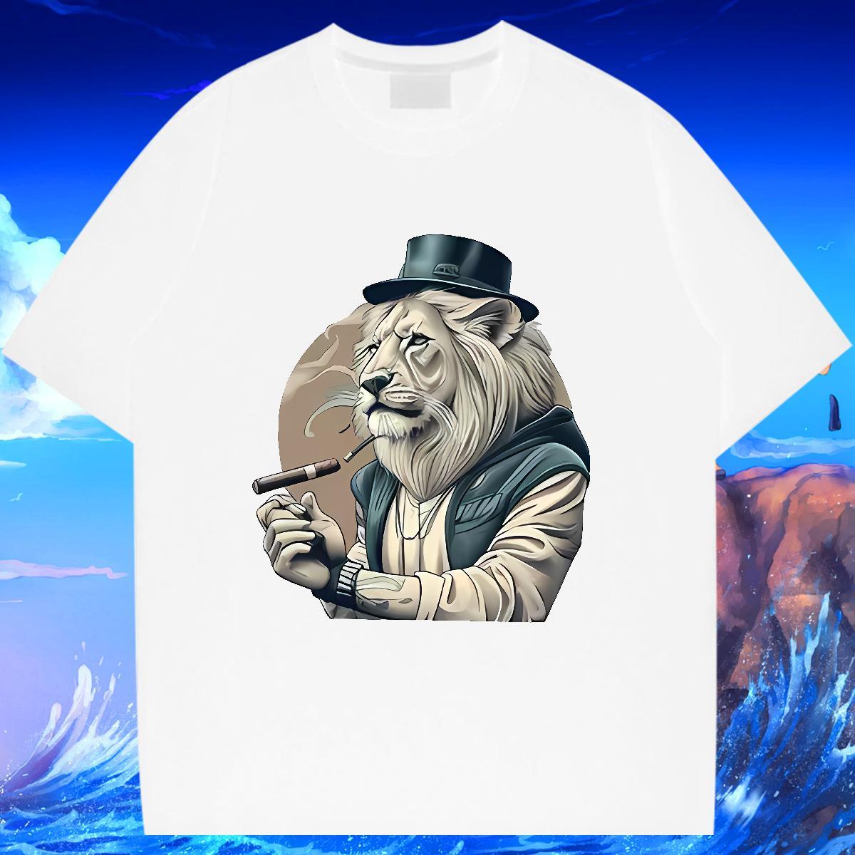 2024 DIY T shirt 230g Cotton Casual Tops Tees O Neck Short Sleeves Loose Men Tops Tees White Plus Size