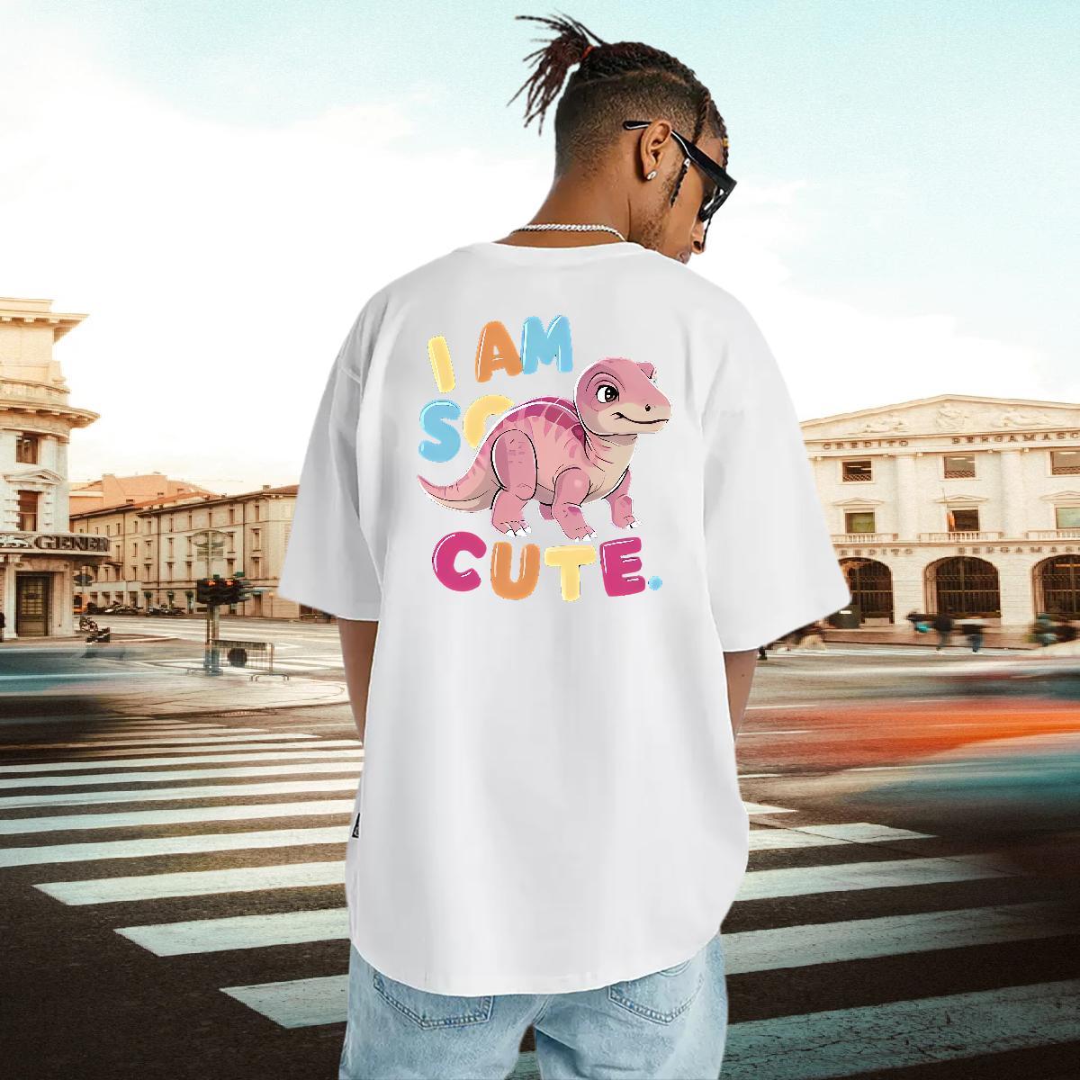Factory Direct T-Shirts 230g Cotton dinosaur Spring Summer Tees Shirts Short Sleeve Soft High Quality Men Tops Tees Customized Print