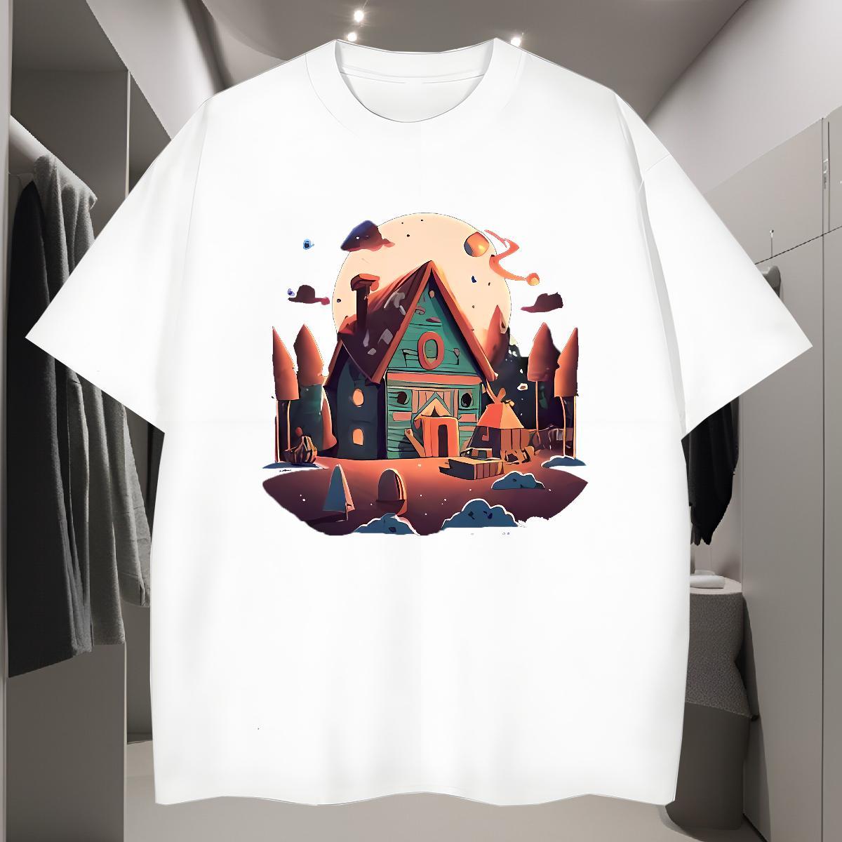 Mens T Shirts 230g 100% Cotton icon Home Outdoor Breathable Soft DIY Printed Men Tops Tees Brand Cool Design Clothings