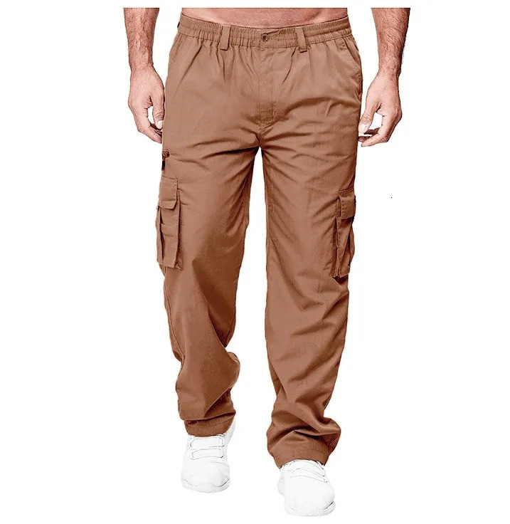 Men Cargo Pants Summer Work Trousers Stretch Waist Loose Multi Pocket Casual Trousers Pants Sports Outdoor Wearing 240806