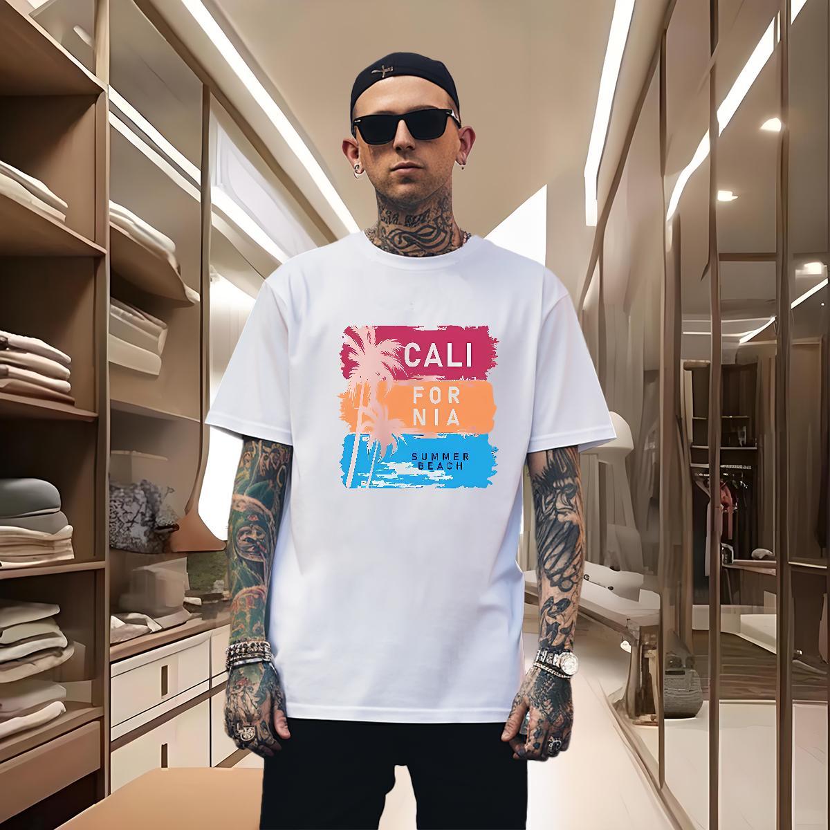 T Shirts Men 230g Cotton tree Casual Daily Wear Breathable Short Sleeve Floral Print Men Tshirts Designer Loose Fit Tops