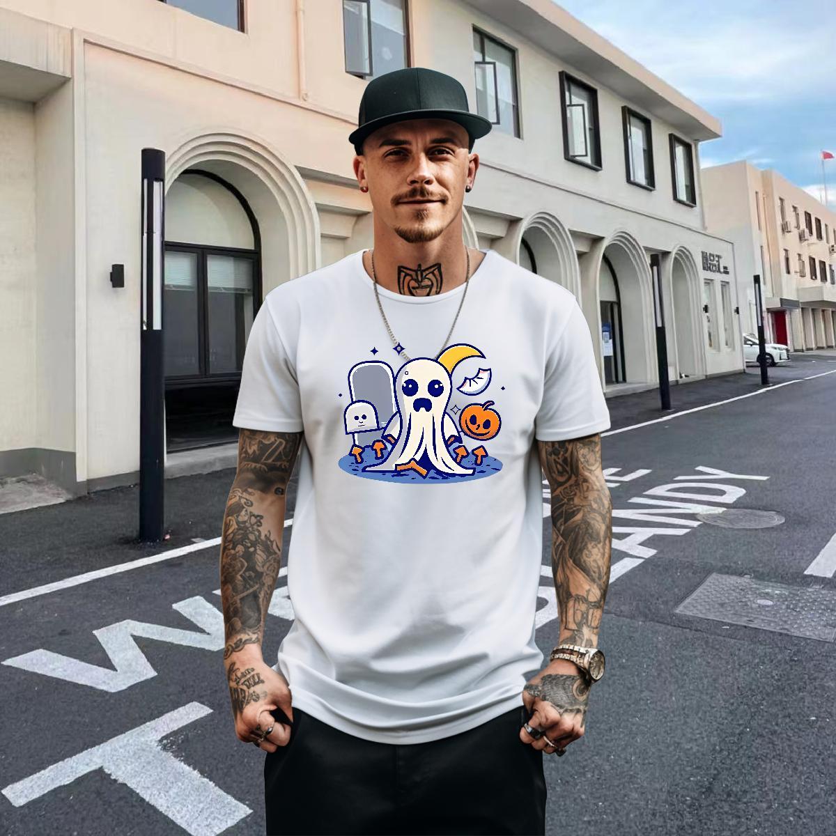 Designer T Shirt For Man 230g Cotton halloween Street Wear Clothes Short Sleeve O-Neck Cool Design Couples T Shirts Anime