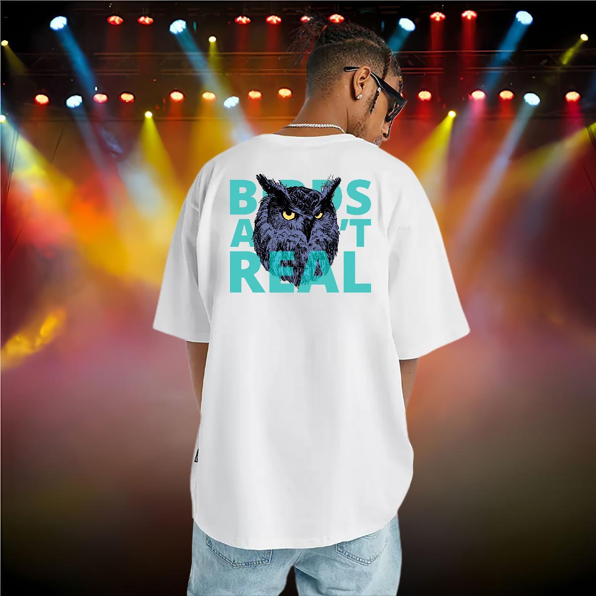 New T Shirts Men 230g Cotton eagle Daily Outfit Wear Crew Neck Loose Fit Tshirt for Man Woman Skull