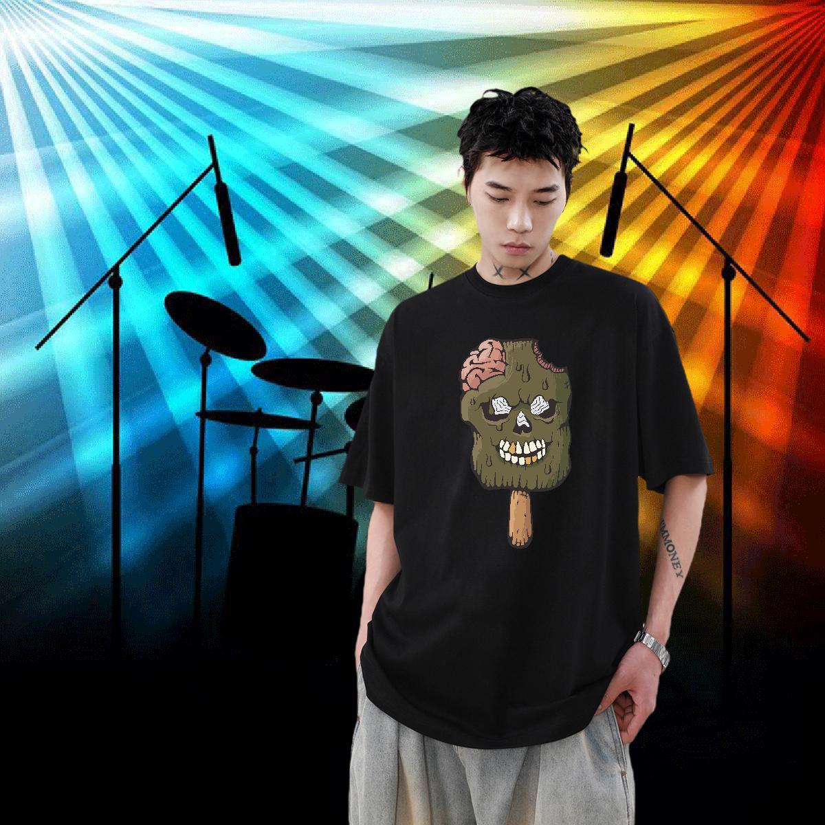 Classic Men T Shirts 230g 100% Cotton monster Hip Hop Street Clothings Round Neck Short Sleeve Free Shipping Men Tees Custom Print Plus Size