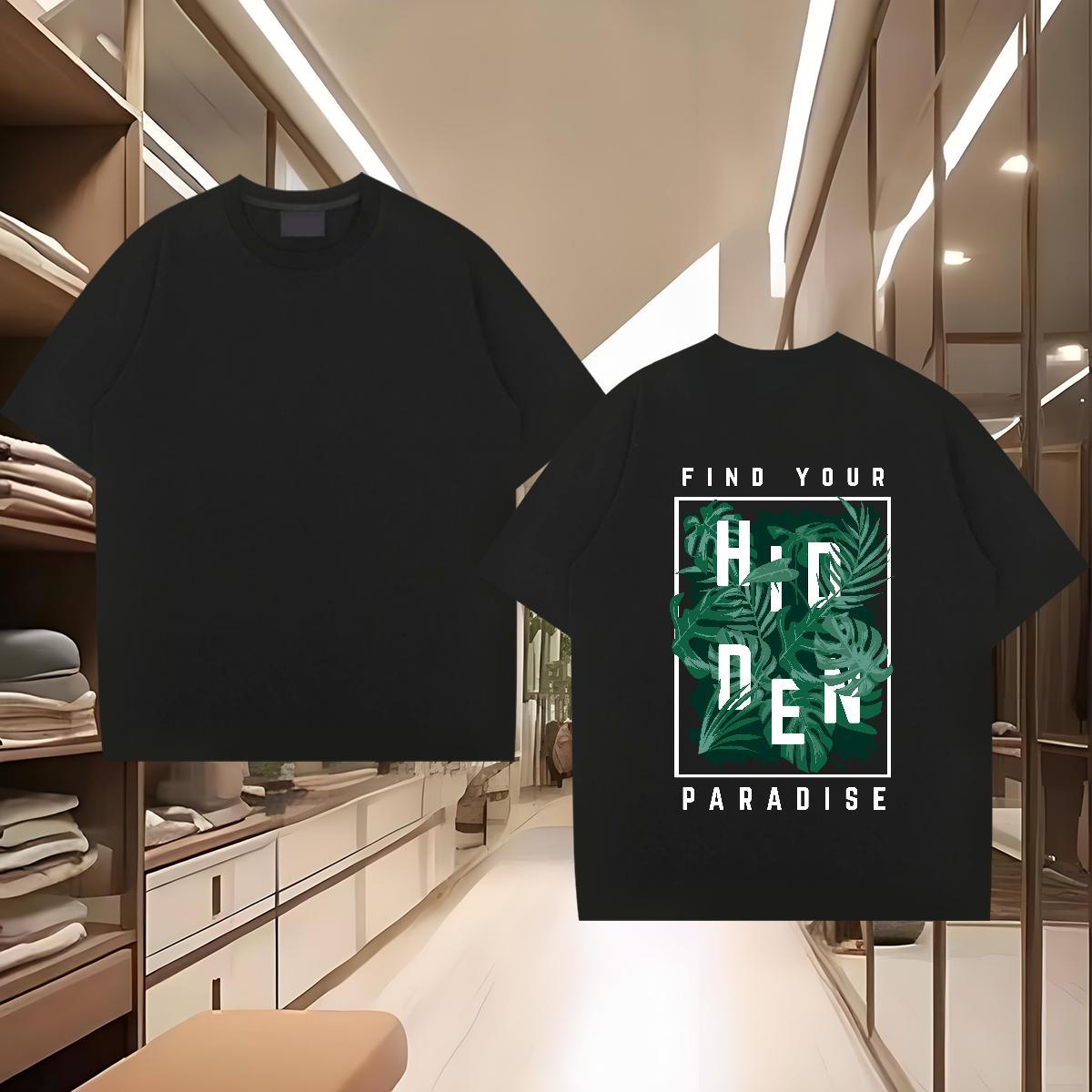 DIY Mens T Shirts 100% Cotton 230g tree Street wear Hip Hop Tops Tees Breathable Crew Neck Loose Tshirt for Man Woman White Plus Size