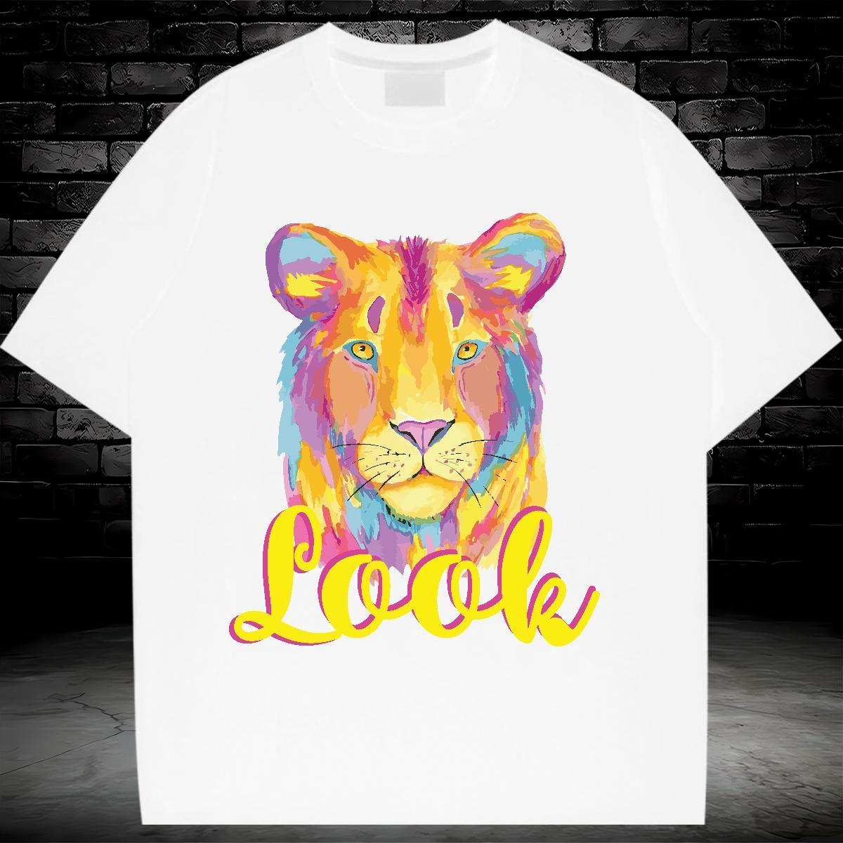 Loose T Shirt For Woman Breathable Crew Neck Women Tshirts Cartoon Print Summer Casual 230g Pure Cotton Fashion Casual Polos