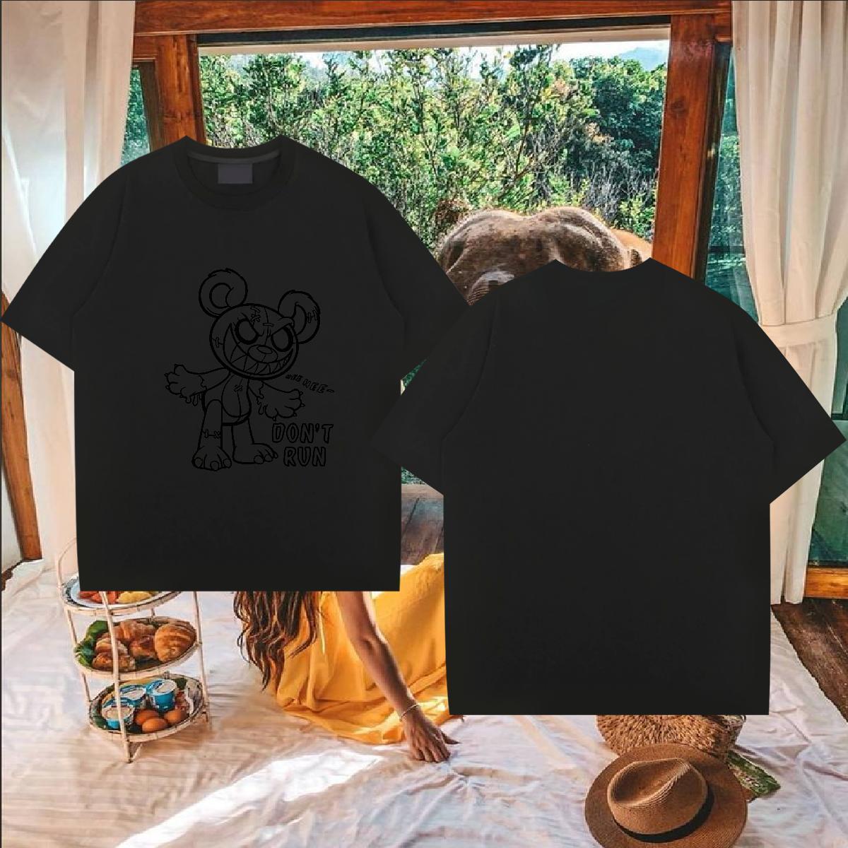New Arrival T-Shirts for Men 230g Cotton bear Summer Casual Tops Shirt Breathable Short Sleeve Loose Couples T Shirts DIY