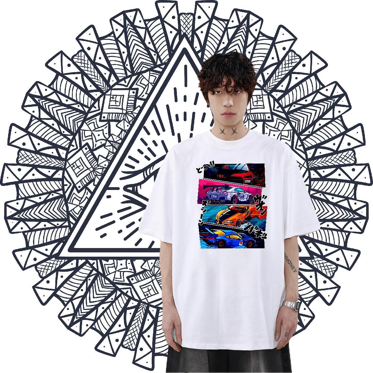 High Quality Tshirts 230g Pure Cotton Hip Hop car Custom Big Size Breathable Soft 2024 New T shirt Tees Shirts